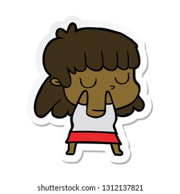 sticker of a cartoon indifferent woman