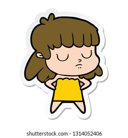 sticker of a cartoon indifferent woman