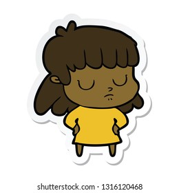 sticker of a cartoon indifferent woman