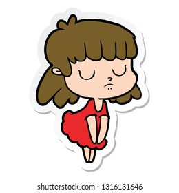 sticker of a cartoon indifferent woman