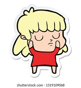 sticker of a cartoon indifferent woman