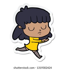 sticker of a cartoon indifferent woman