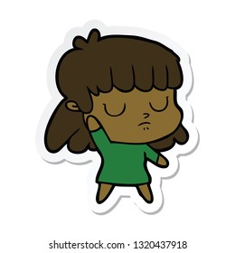 sticker of a cartoon indifferent woman