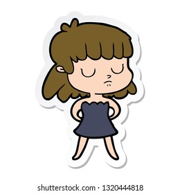 sticker of a cartoon indifferent woman