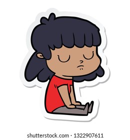 sticker of a cartoon indifferent woman