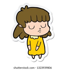 sticker of a cartoon indifferent woman