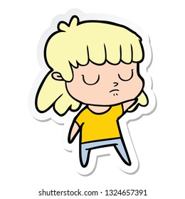 sticker of a cartoon indifferent woman