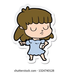 sticker of a cartoon indifferent woman