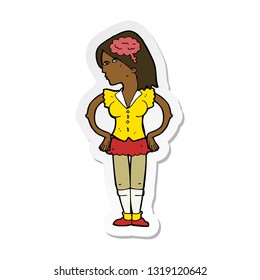 sticker of a cartoon intelligent woman