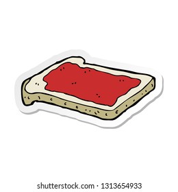 sticker of a cartoon jam on toast