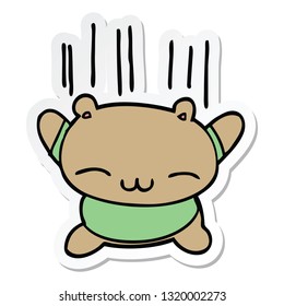 sticker of a cartoon jumping bear