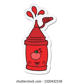 sticker of a cartoon ketchup bottle