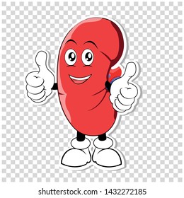 Sticker of a cartoon kidneys. Good health. Vector illustration. 