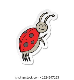 pegatina de una mariquita de dibujos animados
