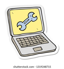 sticker of a cartoon laptop computer with fix screen