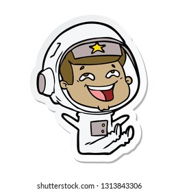 sticker of a cartoon laughing astronaut