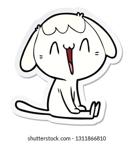 sticker of a cartoon laughing dog