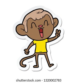 sticker of a cartoon laughing monkey