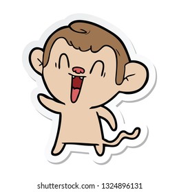 sticker of a cartoon laughing monkey