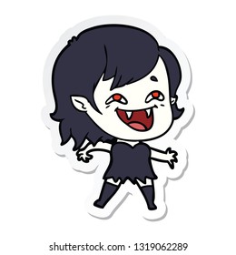 sticker of a cartoon laughing vampire girl