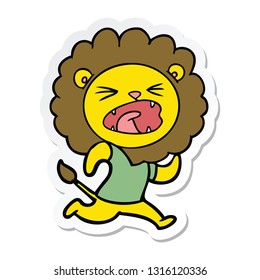 sticker of a cartoon lion running
