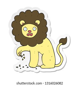 sticker of a cartoon lion with thorn in foot