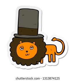 sticker of a cartoon lion in top hat