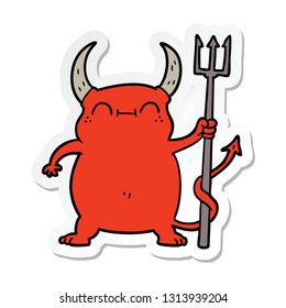 pegatina de un pequeño demonio de dibujos animados
