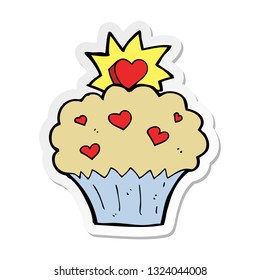 sticker of a cartoon love heart cupcake