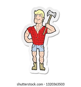 sticker of a cartoon lumberjack