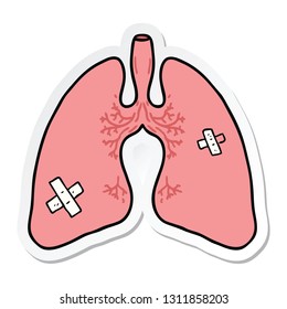 sticker of a cartoon lungs