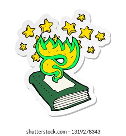 sticker of a cartoon magical spell book