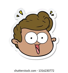 sticker of a cartoon male face surprised