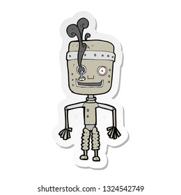 sticker of a cartoon malfunctioning robot