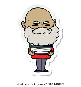 sticker of a cartoon man with beard frowning