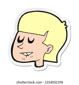 sticker of a cartoon man biting lip