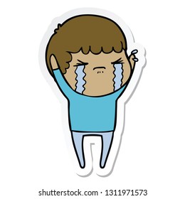 pegatina de un caricaturista llorando