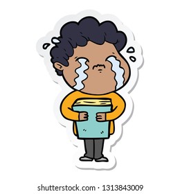 sticker of a cartoon man crying