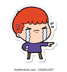 sticker of a cartoon man crying