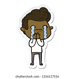 pegatina de un caricaturista llorando