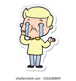 sticker of a cartoon man crying