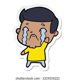 sticker of a cartoon man crying