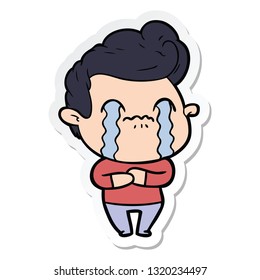 pegatina de un caricaturista llorando