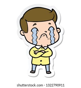 pegatina de un caricaturista llorando