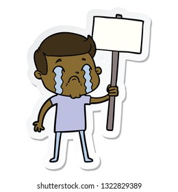 pegatina de un caricaturista llorando