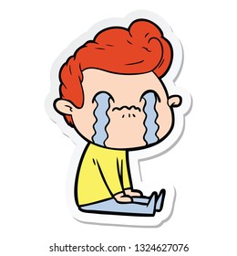 sticker of a cartoon man crying