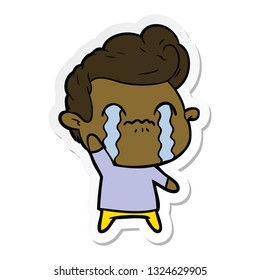 pegatina de un caricaturista llorando