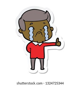 sticker of a cartoon man crying