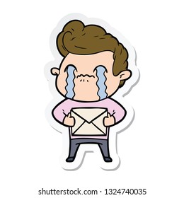 sticker of a cartoon man crying