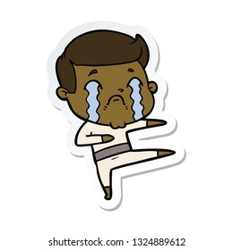 pegatina de un caricaturista llorando